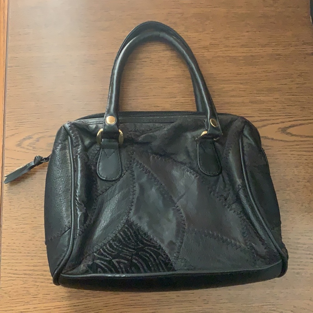 Patchwork Mini Semi-Leather Handbag Euc - image 1